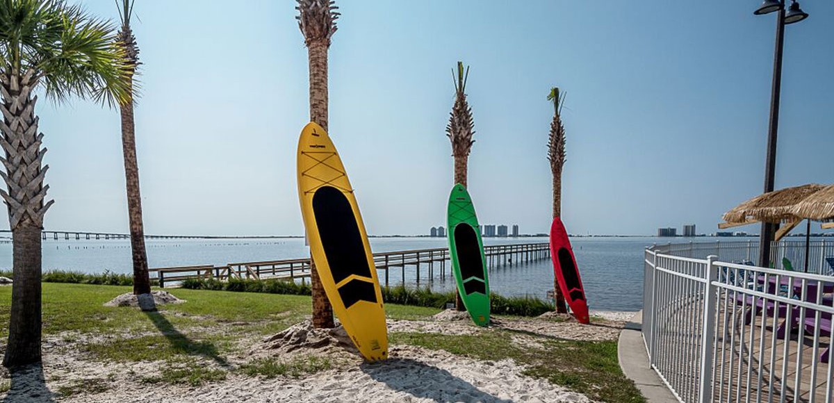 Amenities Pool, Deck, Private Beach Santa Rosa RV Resort